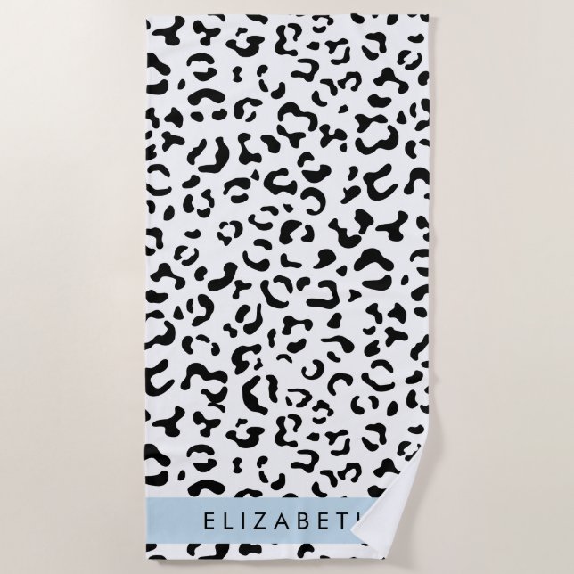 Serviette De Plage Empreinte de léopard, Spots, Noir Et Blanc, Votre  (Devant)