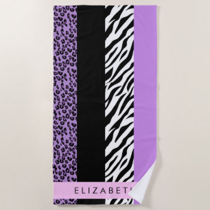 Serviette De Plage Empreinte de léopard, Zebra Print, Purple, Votre n