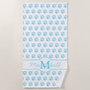 Serviette De Plage empreintes de pattes Parties scintillant Bleu Blan