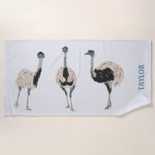 Serviette De Plage Emus Bird Lovers Personnalisé