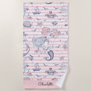 Serviette de plage en roses Mermaid