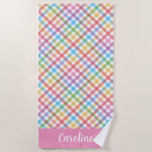 Serviette De Plage En vichy couleur vive