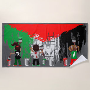 Serviette De Plage Enfants de Gaza peignant le drapeau de la Palestin