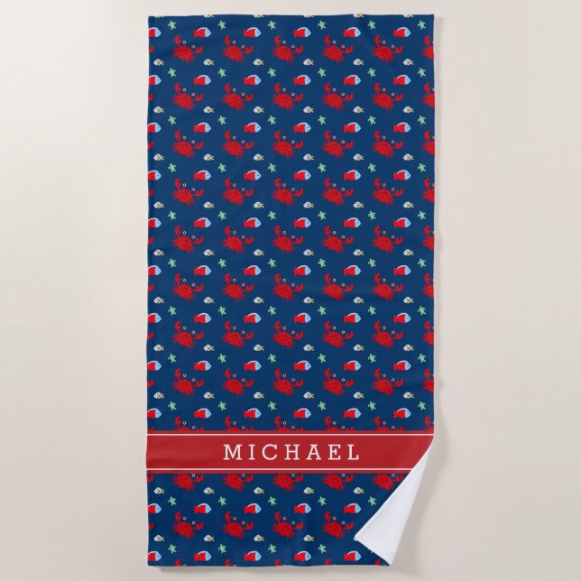 Serviette De Plage Enfants Motifs de crabe mignon (Devant)
