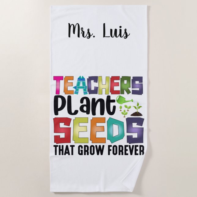 Serviette De Plage Enseignants Graines Plantes Qui Croissent Pour Tou (Devant)