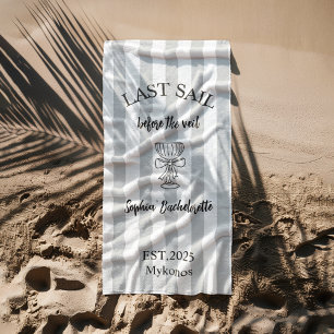 Serviette De Plage Enterrement de Vie de Jeune Fille Nautical Gris   