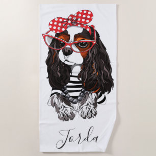 Serviette De Plage Épagneul cavalier du Roi Charles de Paris avec