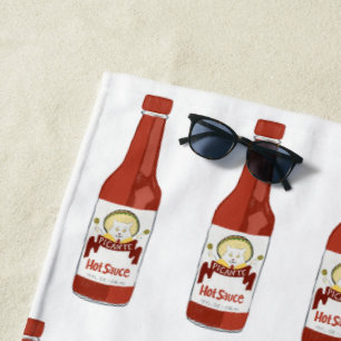 Serviette De Plage Épicé ! Chat Motif de sauce chaude avec maracas su