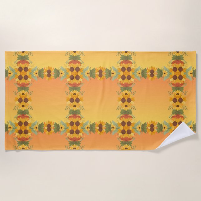 Serviette De Plage Épice citrouille Automne Moisson Automne Thanksgiv (Devant)