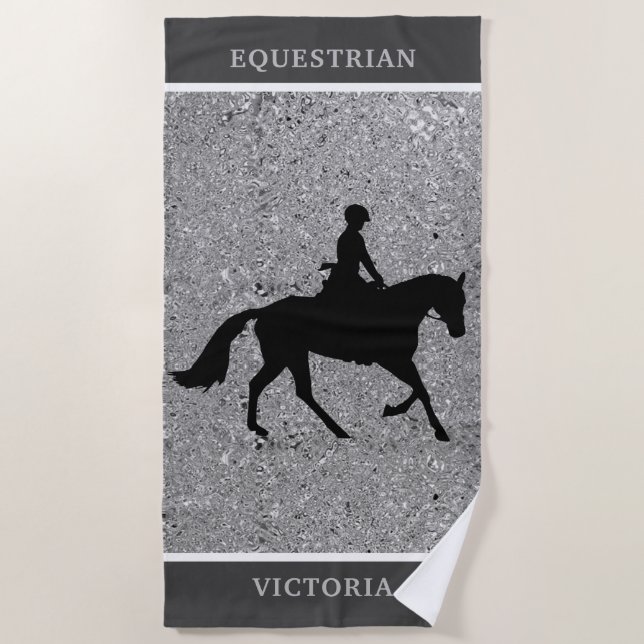 Serviette de plage EQUESTRIAN Shiny Silver (Devant)