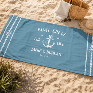 Serviette De Plage Équipage de bateau pour la vie Nom personnalisé mo