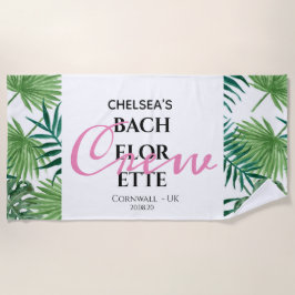 Serviette De Plage Équipe de bachelorette d'été tropicale