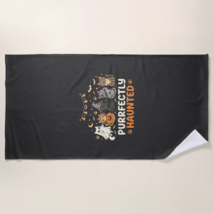 Serviette De Plage Équipe de chat hanté Halloween