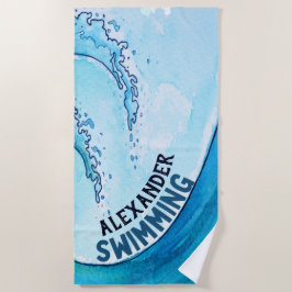 Serviette De Plage Équipe sportive Monogramme Beach Wave Swage