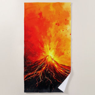 Serviette De Plage Éruption volcanique Art Abstrait
