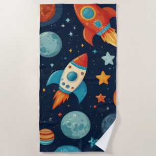 Serviette De Plage Espace et planètes de fusées cool
