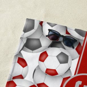 Serviette De Plage Esprit d'équipe motif de balles de football gris r