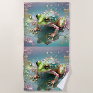 Serviette De Plage "Essence d'émeraude : grenouille verte dans l'art 