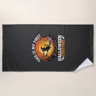 Serviette De Plage Est Premier Costume d'Halloween Balai Chat Noir_1