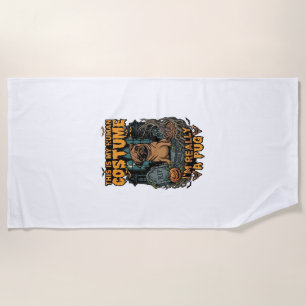 Serviette De Plage Est Pug Costume Humain Halloween Citrouille Pierre