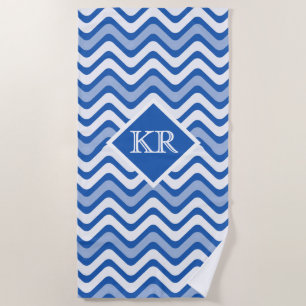 Serviette De Plage Été Bleu Chevron Zig Zag Strigramme