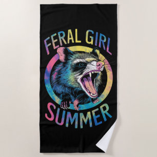 Serviette De Plage Été de fille sauvage Opossum Tie Dye Raton laveur