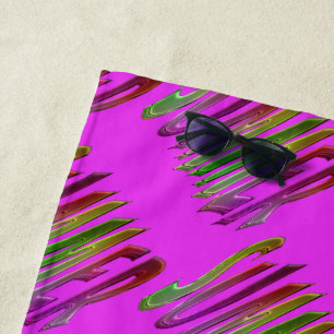 Serviette De Plage Été Rainbow Typographie Motif rose