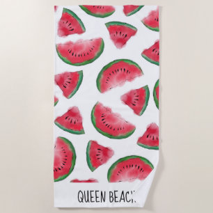 Serviette De Plage Eté Rouge Vert pastèque Motif d'aquarelle