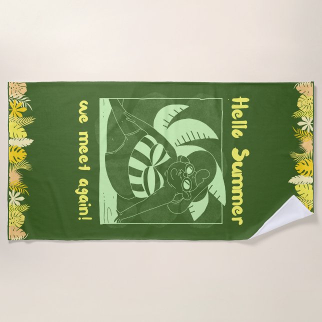 Serviette De Plage Été tropical amusant (Devant)