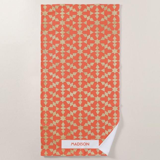 Serviette De Plage Ethnic Marocain Motif géométrique (Devant)