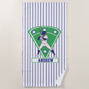 Serviette De Plage Étoile de base-ball personnalisée bleu