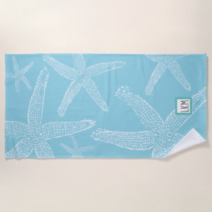 Serviette De Plage Étoile de mer personnalisée bleu pâle