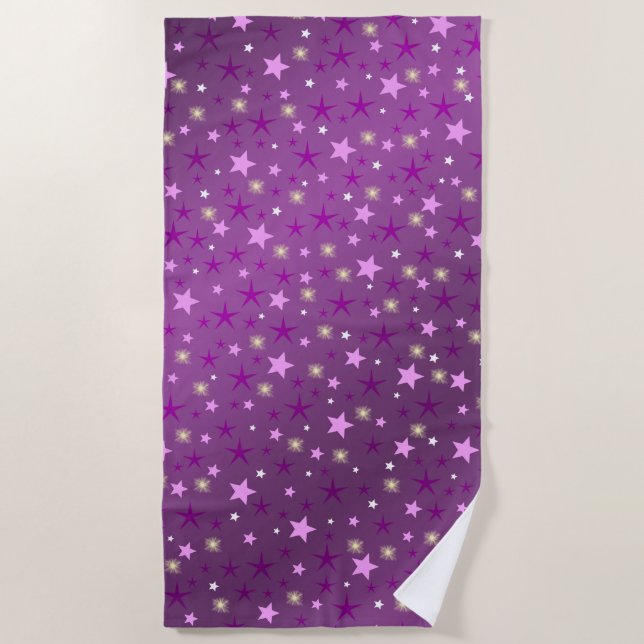 Serviette De Plage étoile violette, forme, brillant, design, graphiqu (Devant)