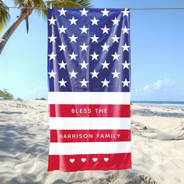 Serviette De Plage Étoiles et rayures modernes personnalisées (Modern Stars and Stripes Personalized Beach Towel)