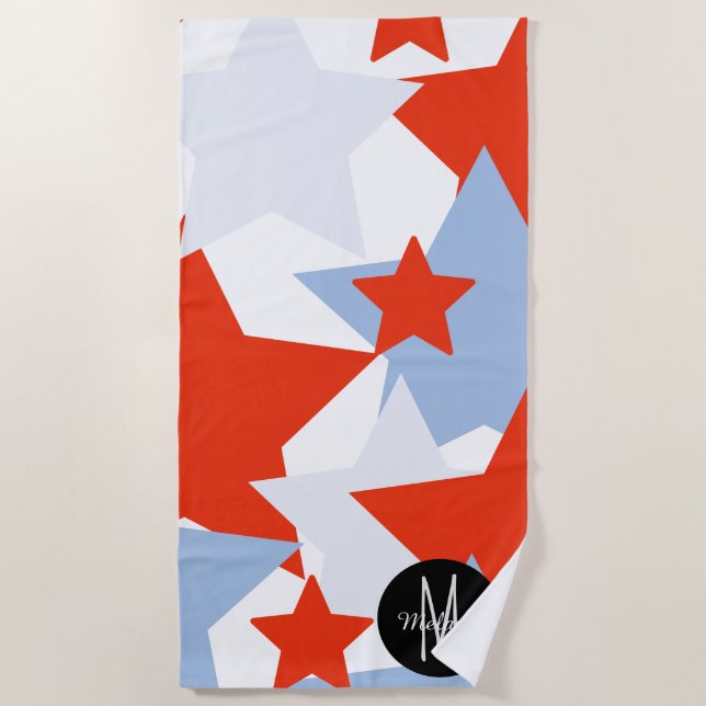 Serviette De Plage Étoiles Jumbo Patriotiques D'Été (Devant)