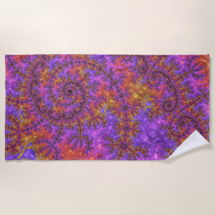 Serviette De Plage Fâcheux Trippy coloré Vibrant Spiraling Fractal