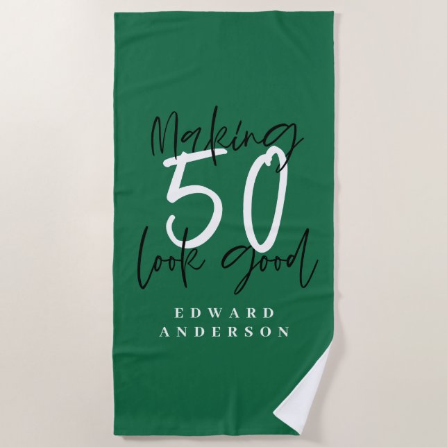 Serviette De Plage Faire paraître 50 beaux anniversaire de typographi (Devant)
