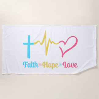 Serviette De Plage Faith Hope Love Hearts