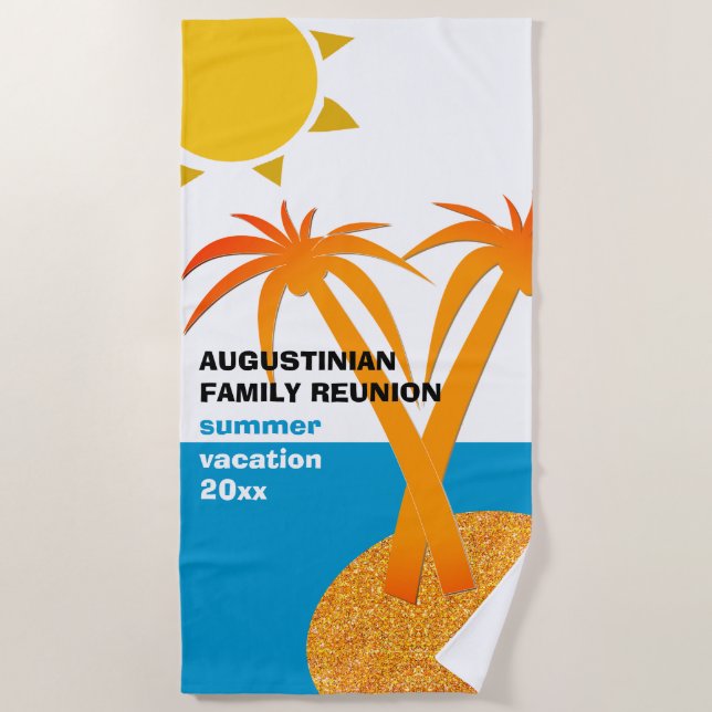 Serviette De Plage Famille Réunion vacances d'été (Devant)