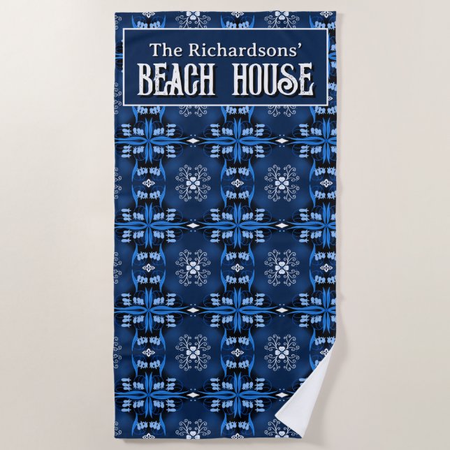 Serviette De Plage Family Beach House midnight blue  (Devant)