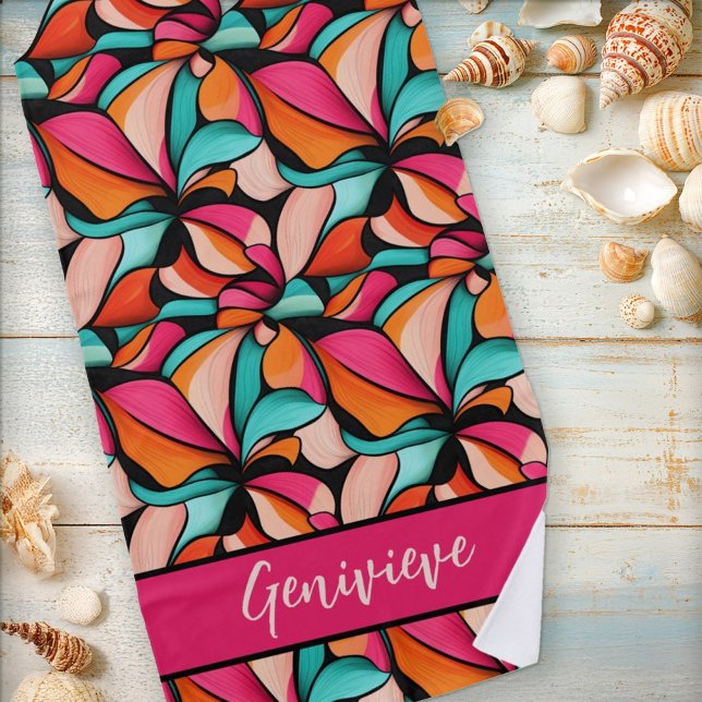 Serviette De Plage Fantastique motif floral en Turquoise & Berry (Créateur téléchargé)