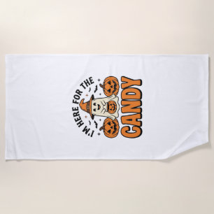 Serviette De Plage Fantôme d'Halloween ici pour les bonbons Mignon Vi