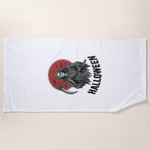 Serviette De Plage Faucheuse Halloween Gravure Vintage Art_1