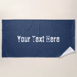 Serviette De Plage Faux Blue Jeans Denim Beach Towne Texte personnali