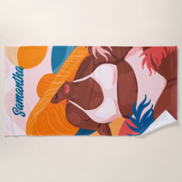 Serviette De Plage Femme Noire Courbe, Plage Prêt, Nom