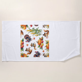 Serviette De Plage Festive Fall Harvest Watercolor Pattern Classic T-