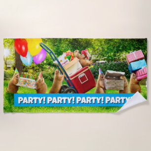 Serviette De Plage Fête d'anniversaire du chien de prairie