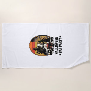 Serviette De Plage Fête de chat Halloween Design de chats de sorcière