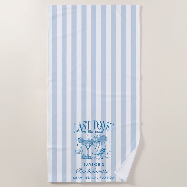 Serviette De Plage Fête de Fiançailles Côtière Moderne Cocktail Bleu (Devant)