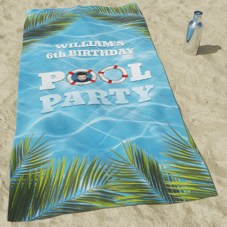 Serviette De Plage Fête de la piscine pour enfants - Anniversaire de